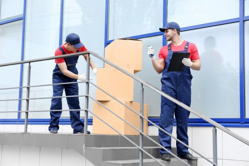 Local movers handling access challenges on a residential street