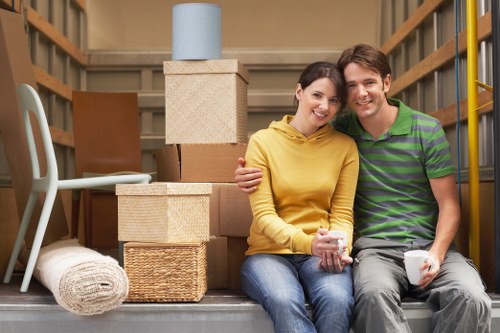 Moving boxes and household items arranged for a Kentishtown home relocation